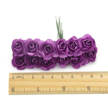 144PCS 1,5 cm Mini Puokštė Popieriaus Rose Dirbtinės Gėlės Rankose, Vestuvių Dekoravimas Scrapbooking Mažas Netikrą Gėlių Puokštė