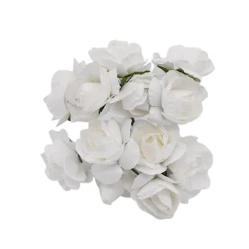 144PCS 3CM Mini Popierinės Gėlės Rožės Dirbtinės Gėlės Galvos Dėl Vestuvių Papuošalai Rankų darbo 