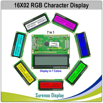 162 16X2 1602 5V Simbolių LCD Modulis Ekranu LCM FSTN Teigiamas, su 7 Spalvų RGB Apšvietimas (Juodas RGB)