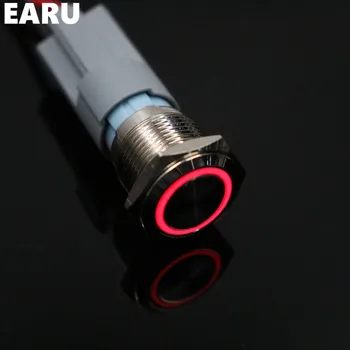 16mm Vandeniui Metalo Mygtukas Jungiklis LED Šviesos Apšviestas Akimirksnį iš Naujo Automobilio Variklio PC Power Pradėti 5V (12V 3-380V Raudona Mėlyna