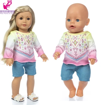 18 colių amerikos og berniukas lėlės drabužiai tousers 40cm kūdikių new born lėlės medvilnės ažūriniai marškinėliai kelnės