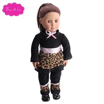 18 colių Mergaičių lėlės drabužiai Stilingas leopardas spausdinti kostiumas Amerikos naujas gimęs suknelė žaislai tinkami 43 cm kūdikių lėlės c97-ts84