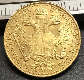 1915 Austrija - Habsburgų 1 Ducat - Franz Joseph I Aukso monetos kopija