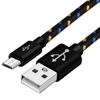 1m/2m/3m Nailono Tinklelio Micro USB Laidas Duomenų Sinchronizavimo USB Įkroviklio Laidą 