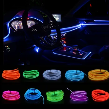 1M Automobilio LED Interjero Lanksti Led Juostelė LED Neon Light Apdailos Girliandą lisence plokštė Lynas Vamzdžių Linija Su USB Tvarkyklės 