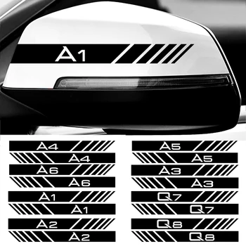 1pair Automobilio galinio vaizdo Veidrodžio Pusėje Vandeniui Decal Stripe Vinyl Audi A1 A3 A4 A5 A6 B8 Q3 Q5 Q7 TT Automobilių optikos Reikmenys