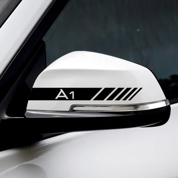 1pair Automobilio galinio vaizdo Veidrodžio Pusėje Vandeniui Decal Stripe Vinyl Audi A1 A3 A4 A5 A6 B8 Q3 Q5 Q7 TT Automobilių optikos Reikmenys