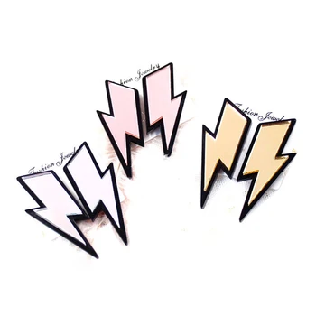 (1pair) HP014-Lightning Bolt Auskarai Allegry Nemokamai Rose Gold Veidrodis Žaibo Akrilo Auskarai