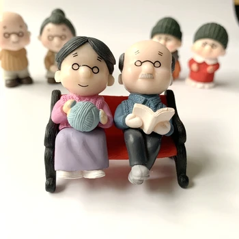 1Pair Senelis ir Bobutė Mėgėjams Gnome Miniatiūriniai PVC Amatų Gimtadienio Dovana Lėlių Žaislas 