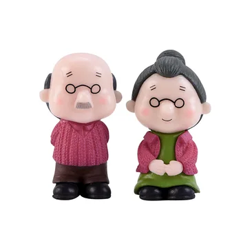 1Pair Senelis ir Bobutė Mėgėjams Gnome Miniatiūriniai PVC Amatų Gimtadienio Dovana Lėlių Žaislas 