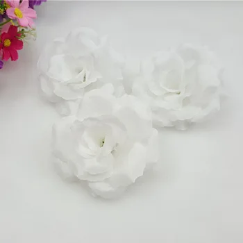 1pc 8cm Baltos Dirbtinės Gėlės Šilko Rožės Vadovai, Vestuvių Dekoravimas Šalies Netikrą Scrapbooking Gėlių Vainikas Namų Reikmenys