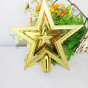 1pc Auksas, Sidabras, Red Star Christmas Tree Top Star 3D Penkių taškų Žvaigždė Kalėdų Namų Stalo Topper Kalėdos Apdailos Linksmų Kalėdų