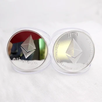 1pc Aukso/Sidabro Ethereum Monetos bitcoin Replika Dovana Fizinio Metalo Imitacija, Ne valiuta Kopijuoti Monetų Kolekcionieriams Art 315