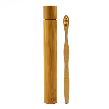 1pc Bambuko Vamzdžių Ekologinio Draugiškas Natūralaus Bambuko dantų šepetėlį Kelionės Atveju Natūralių Biologiškai skaidomų Organinių ir 1pcs Bambuko dantų Šepetėlis