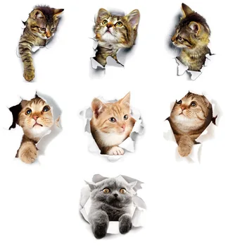 1PC Cute Kačių, 3D Sienų Lipdukas, Skirtas gyvenamojo Kambario, vaikų Kambario, Namo Apdaila Meno Lipdukai Freskos Kačiukas, Šuniukas, Lipdukai, Tapetai