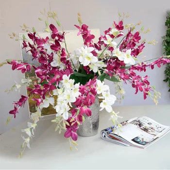 1PC Dirbtinė Orchidėja, Gėlių Filialas Šilko cattleya Gėlių, Drugelių Orchidėja Namų Vestuvių Valgomojo Stalo Dekoro Netikrą Gėlių A1453