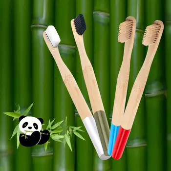 1pc Dropshipping Ekologiškas Natūralaus Bambuko Medžio anglies Šepetėlis Soft Bristle Medinė Rankena Suaugusiųjų Dantų Valyti Kelionės Dantų šepetukas