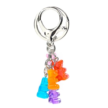 1PC Gummy Bear Keychain Flatback Dervos Pakabukas Pakabukai Spalvinga Rankinė paketų prižiūrėtojų raktinę moterims