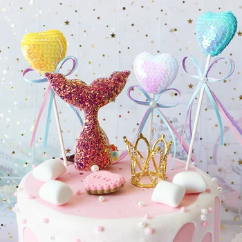 1pc ispanijos gimtadieniu undinėlės uodega tortas topper feliz cumpleanos princesė Arielis baby shower gimtadienio dekoro vaikams, žaislai