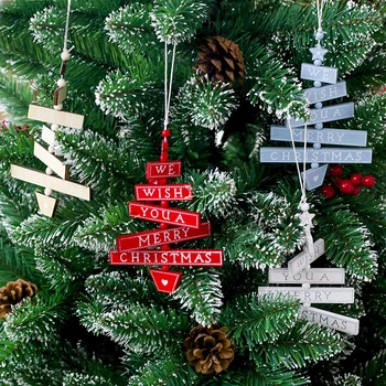 1PC Kalėdų Multi Stiliaus Medinius Karolius, Ornamentas Spalvinga Kalėdų Eglutės Ornamentu Medienos Amatų Namų Kalėdų Vakarėlį Apdaila