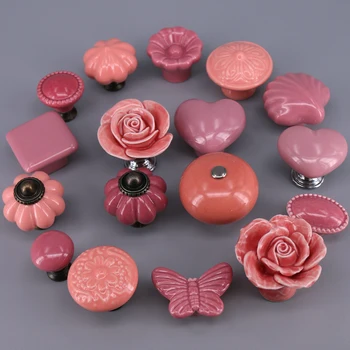1PC Mielas rožinis Keramikos Durų Rankenos Vaikai 