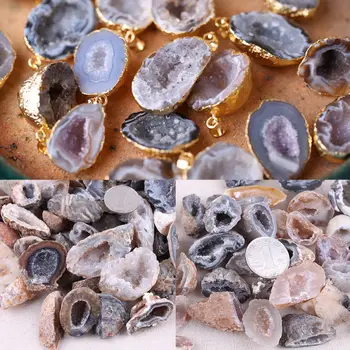 1Pc Natūralus Agatas Geode Amatų Kolekcija Mineralų Gijimą, Kristalai, Akmenys, karoliukai Pusės, 