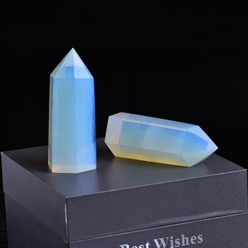 1PC Opal Šešiakampe Skiltyje Kristalų Taško Remonto Crystal Healing Magic Wand Akmens Namo Apdailą Feng Shui Studijų Kambario Apdaila