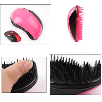 1pc Pink Rose Šukos Anti-static Plaukų Šepetys su Rankena Raizginys Medžiaga Hairbrush Electroplate Masažas Šukos Salonas Plaukų Formavimo Priemonė