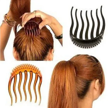 1Pc plaukai surišti į uodegą Įdėklai Plaukų Įrašą Bun Maker Bouffant Tomo Vestuvių Plaukų Šukos Moterų Purus Pony Tail Stilius Įrankiai