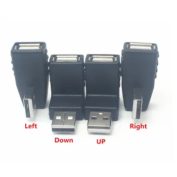 1PC UP&Down&Kairėje ir Dešinėje USB Laidas, Adapteris, M/F, USB Vyrų ir Moterų Pratęsimo 90 Laipsnių Teisę Kampiniai Adapteriai Nešiojamas KOMPIUTERIS