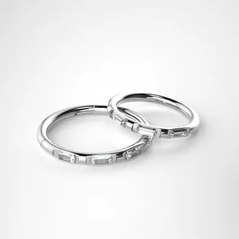 1Pc Visą CZ Perlas Vientisas Žiedas Hoopas Sidabro Spalvos 16G 6-10mm Vientisas Žiedas Lankų Moterų Mados Juvelyrikos Titano Plienas