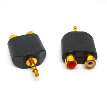 1PCS 3,5 mm kištuko 2 RCA lizdas vyrų ir moterų 3.5-AV Audio Jungtis 2 in 1 Stereo laisvų Rankų įranga Dvigubas Ausinių Garso Adapteris