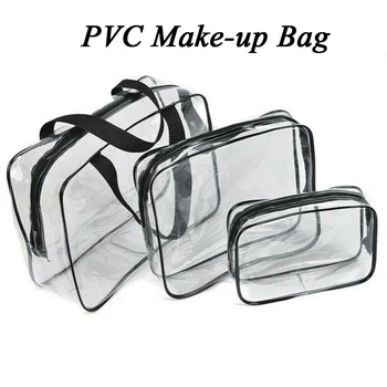 1Pcs Aišku, Skaidraus Plastiko PVC Kelionės Makiažas, Kosmetikos, tualetinių reikmenų Zip Maišelį S/M/L