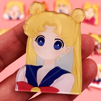 1Pcs Animacinių filmų Harajuku Mielas Mergaičių Sailor Moon Akrilo Sagės Smeigtukai Anime Piktogramą, Ikonas, Kuprinės, Drabužių Dekoravimas Vaikai Ženklelis