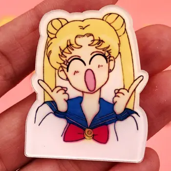 1Pcs Animacinių filmų Harajuku Mielas Mergaičių Sailor Moon Akrilo Sagės Smeigtukai Anime Piktogramą, Ikonas, Kuprinės, Drabužių Dekoravimas Vaikai Ženklelis