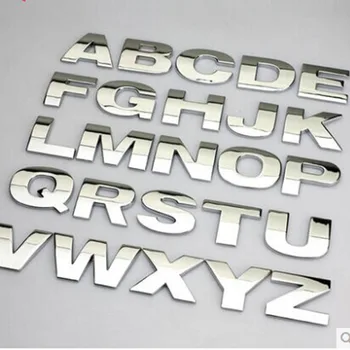 1pcs Automobilių Lipdukai sidabro juoda Automobilių stilius metalo stickercar stiliaus 3D metalo Raidžių emblema Skaitmeninis paveikslo Numeris 