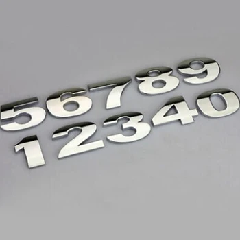 1pcs Automobilių Lipdukai sidabro juoda Automobilių stilius metalo stickercar stiliaus 3D metalo Raidžių emblema Skaitmeninis paveikslo Numeris 