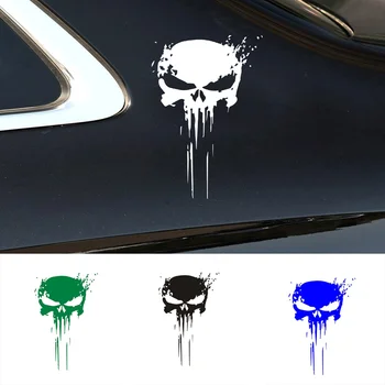 1PCS Automobilių Lipdukas Punisher Kaukolė Lipdukas, Decal Apdaila 3D šviesą Atspindintis Lipdukas Automobilio Stiliaus 15*10CM Reflective