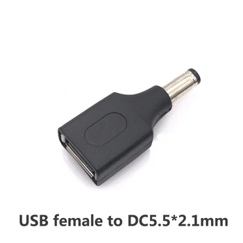 1pcs Dažniausiai naudojamas USB nustatyti 5.5*2.1 mm Female jack USB 2.0 Male Kištukas DC Maitinimo vyrų ir moterų Jungties Adapteris