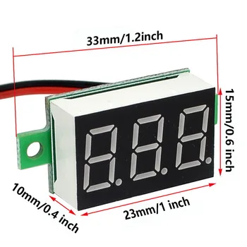 1Pcs Digital Voltmeter LED Ekranas, Mini 2/3 Laidai voltmetras Ammeter Didelis Tikslumas Raudona/Žalia/Mėlyna DC 0V-30 V 0.36