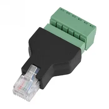 1Pcs Ethernet RJ12 6P6C Vyras į 6 Pin varžtinius Gnybtus Adapteris Jungtis