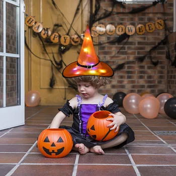 1pcs Helovinas Ragana kepurė su LED Šviesa Spindinčią Raganos Skrybėlę Kabinti Helovinas Dekoro Pakabos Medžio Žėrintis Kepurės Vaikams