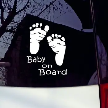 1Pcs Keturių Spalvų 16 * 13cm Mielas 3D Baby Kojų Atspindintis Kūdikių Laive Automobilių Lipdukas Įspėjimo Lipdukas Šeimos Kūdikis Apsauga