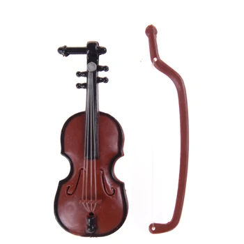 1PCS Mini Smuikas Miniatiūriniai Muzikos instrumentų Plastikinių Lėlių Dekoratyviniai Papuošalai Plastiko Amatai 