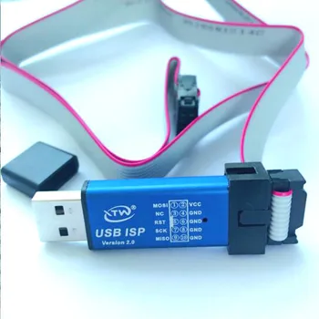 1pcs,Nemokamas pristatymas USB ISP USBasp USBisp Programuotojas 51 ATMEL AVR parsisiųsti paramos Win 7 64 (ATSITIKTINĖ SPALVA)
