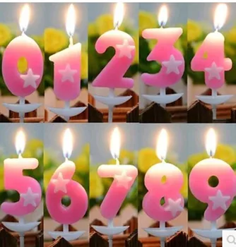 1pcs Vaikų siurprizas opp penkių žvaigždučių skaitmeninis torto dekoracijas, mielas kūrybos gimtadieniu, žvakės
