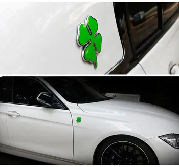 1pcs Žalia Dobilų Dieną Ženklelis Alfa Romeo Keturių Lapų Dobilų Chrom Metalo Automobilių Stiliaus Emblema Lipdukas Meilės Healty Pasisekė Simbolis