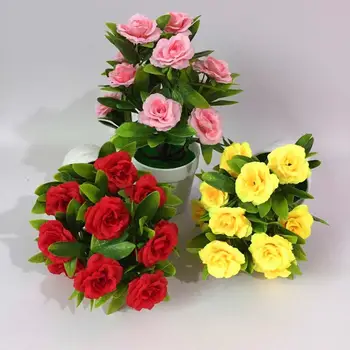 1Set Dirbtinių Gėlių, Rožių Vazoninių Augalų Bonsai Kambarį Biure Sodo Dekoro
