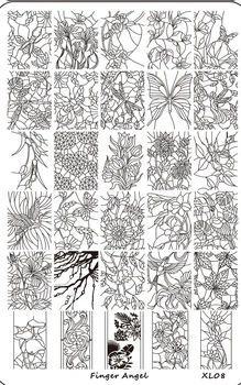 1Sheet Štampavimo Nagų Plokštelių Rinkinį Geometrijos Nėrinių Gėlių Lapai Dryžuotas Karšto Dizaino Nagai Meno Antspaudas Šabloną Pelėsių YTG-354STY