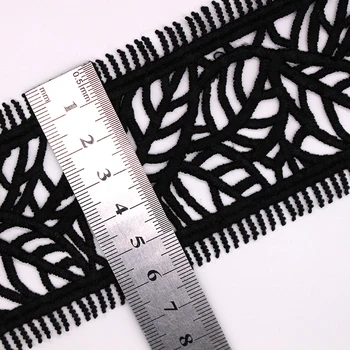 1yard 6.5 cm, Aukštos Kokybės Baltas Juodas Lapų Tekstūra Pavarų Blakstienų Siuvinėjimo Audinys, Nėriniai 